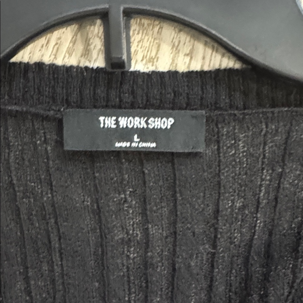 Black Ribbed Button-Up Cardigan - Picture 4 of 8